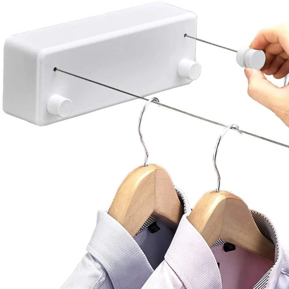 Выдвижная бельевая веревка для стирки в помещении регулируемая двойная из