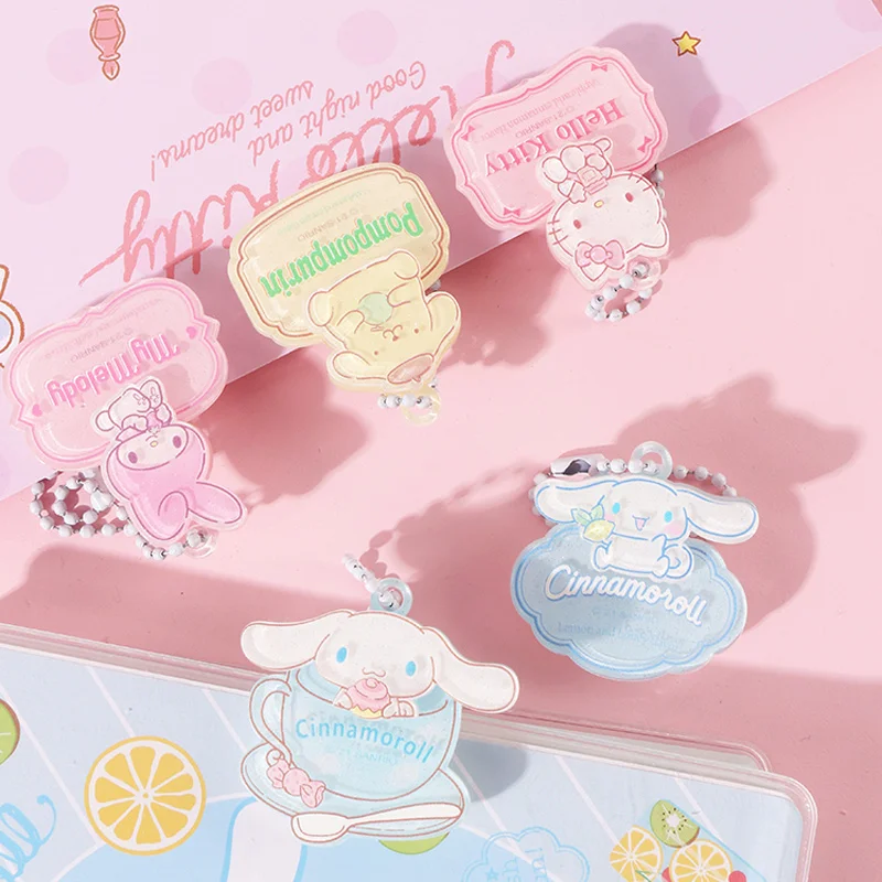

Kawaii Cinnamoroll My Melody Hellow Kittys Sanrioed Collar Clip Pendant Clip Cute Cartoon Decorative Clothes Book Clip Keychain
