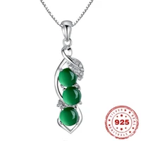 natural green emerald chalcedony pendants 925 sterling silver color necklace for women joya gemstone jade pendants jewelry