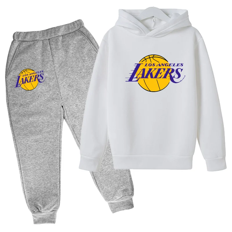 

Los Angeles Basketball LOGO Popular Teams Clothes Cartoon Hoodi Childrens Clothing Boys Hoodie Pants 2pcs Sets Girls Kids child