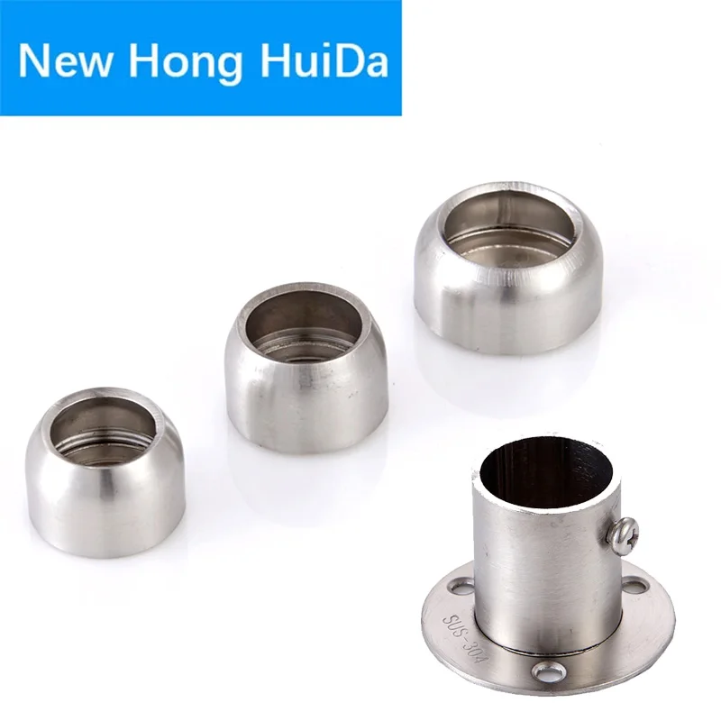 

Flange Nut Wardrobe Rod Accessories 304 Stainless Steel Round Pipe Base Support Side Mounted Spherical Clothes Drying Thick Rod