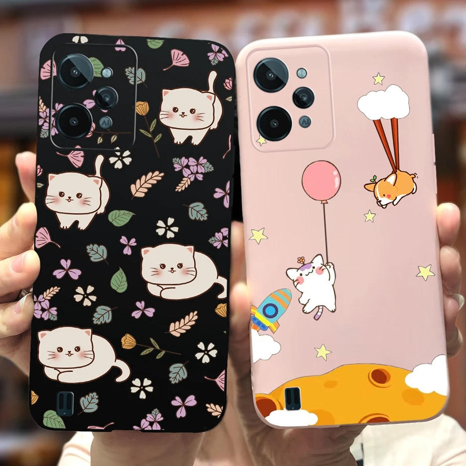 Чехол для Realme C31 чехол RMX3501 милый мультяшный динозавр Мягкая силиконовая задняя
