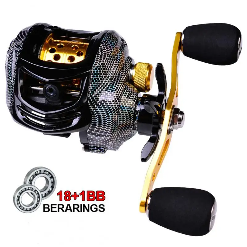 

Baitcasting Reel 18+1BB Casting Reel Smooth Metal 7.2:1 Gear Ratio Fishing Reel with Standard or Deep or Shallow Spool for Bass