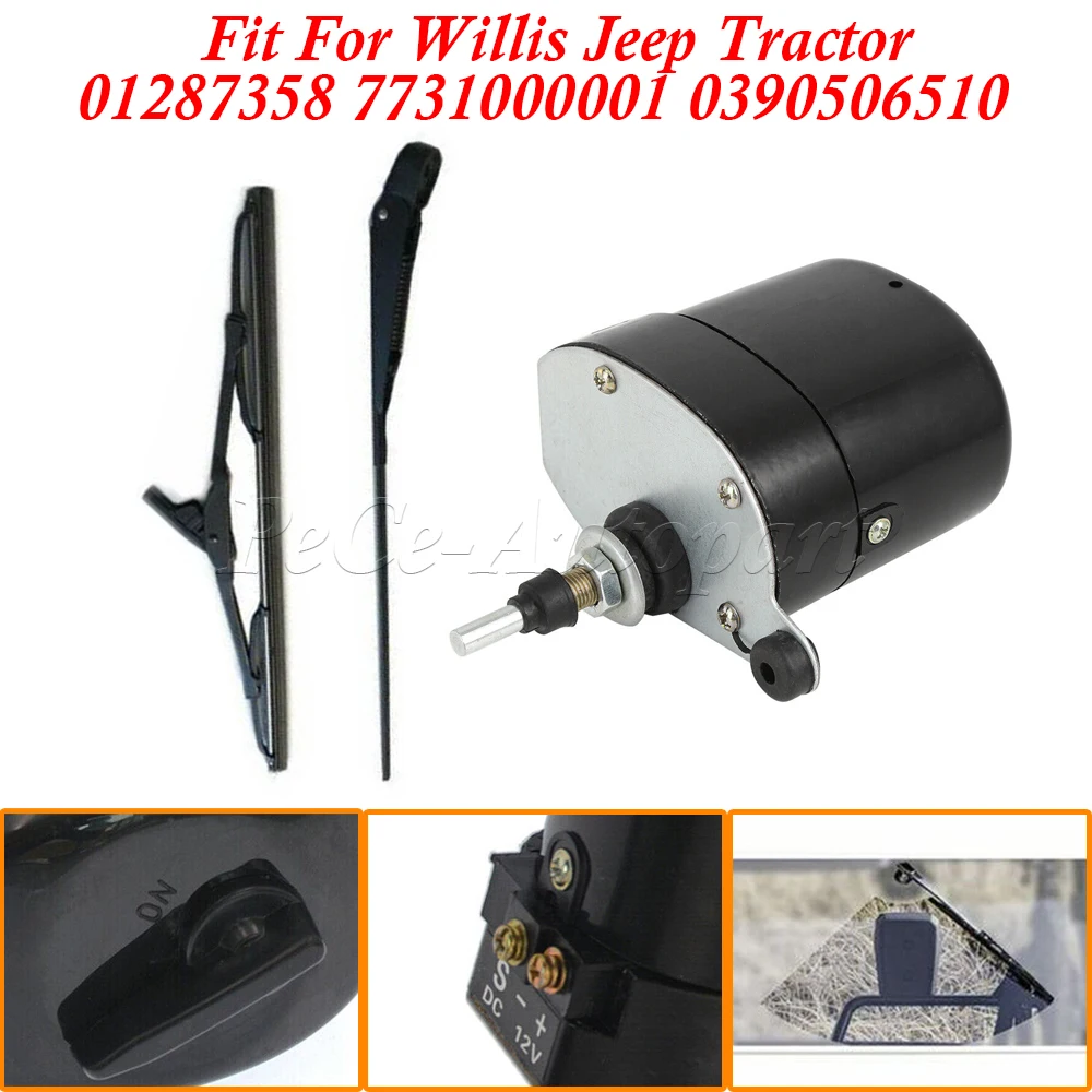 

01287358 7731000001 0390506510 Universal 12V Windscreen Wiper Motor And Arm With Blade Fit For Willis Jeep Tractor