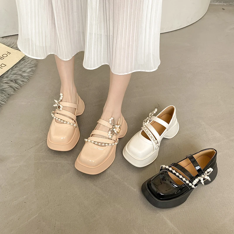 

Новинка 2022, Женская обувь в японском стиле, Женская Винтажная обувь на мягкой платформе и высоком каблуке, студенческие Туфли Мэри Джейн для...