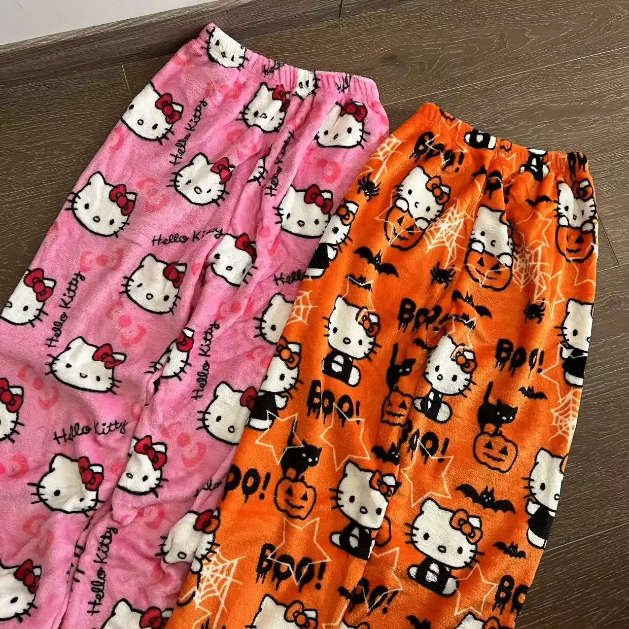 

Пижамные брюки Sanrio в стиле аниме Sanrio, Hello Kitty Y2k, женские Пижамные брюки на Хэллоуин, домашнее платье, милые шерстяные домашние повседневные брюки с мультяшным рисунком