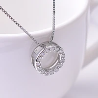 yanhui tibetan silver s925 necklace pendant with full circle cz zircon round pendant silver 925 jewelry chain necklace women