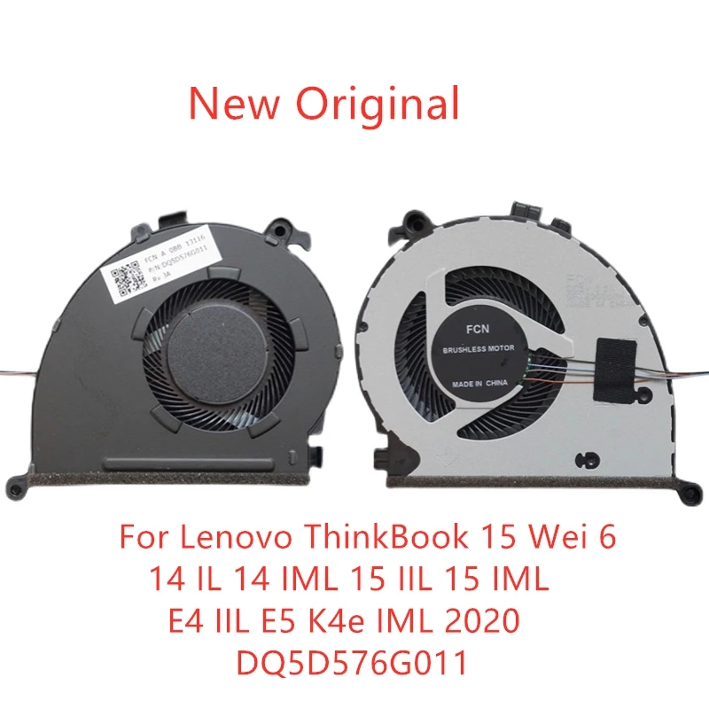 

New Original Laptop Cooling Fan For Lenovo ThinkBook 15 Wei 6 14-IIL 14-IML 15-IIL 15-IML E4-IIL E5 K4e IML 2020 DQ5D576G011