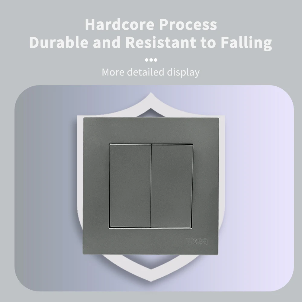 WESA серый матовый настенный выключатель огнестойкая пластиковая панель двойная