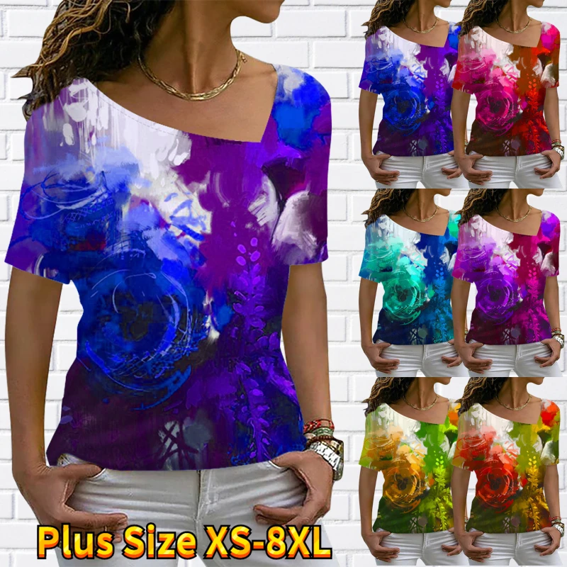 

Женская Повседневная футболка с V-образным вырезом, свободного покроя