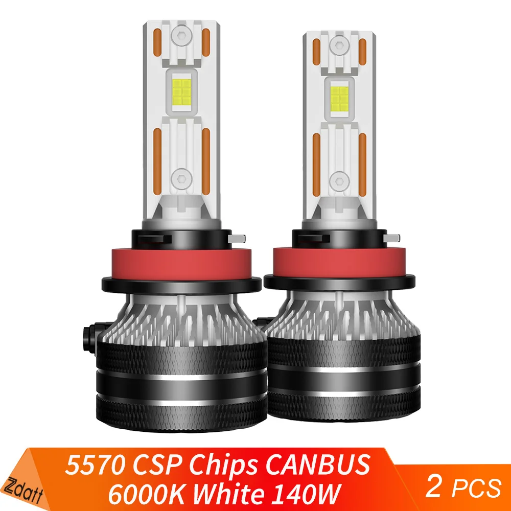 Светодиодная лампа для фар ZDATT H7 H4 LED Canbus H1 H8 H11 H9 9005 HB3 9006 HB4 140 Вт 60000 лм Turbo 12 В 6000K