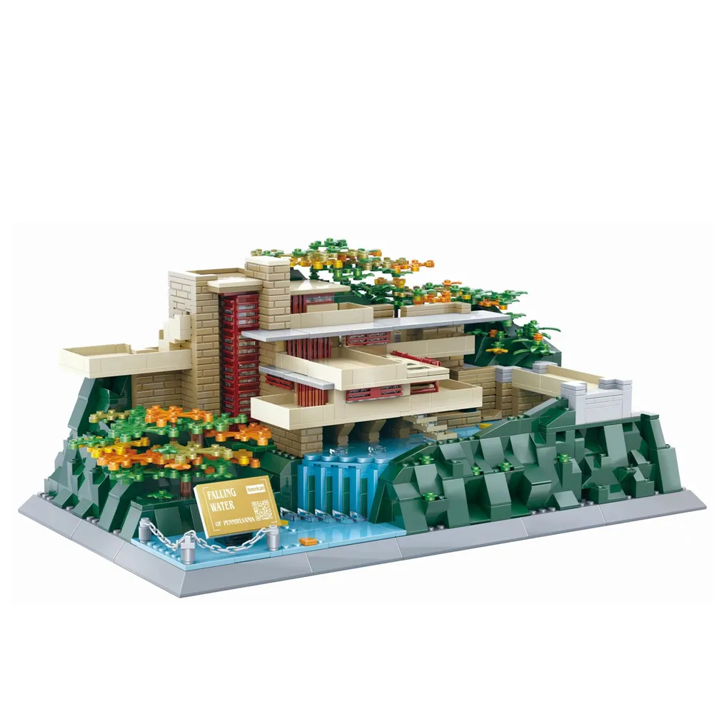 

2022 г., креативная Модель виллы Fallingwater с видом на улицу, строительные блоки, кирпичи, детские игрушки