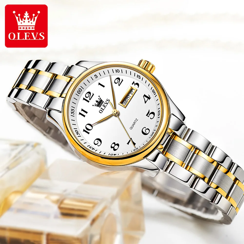 

OLEVS Luxury 30m Waterproof Golden Women Watches Calendar Week Display Small Analog Quartz Wrist Watch for Lady Reloj Mujer 5567