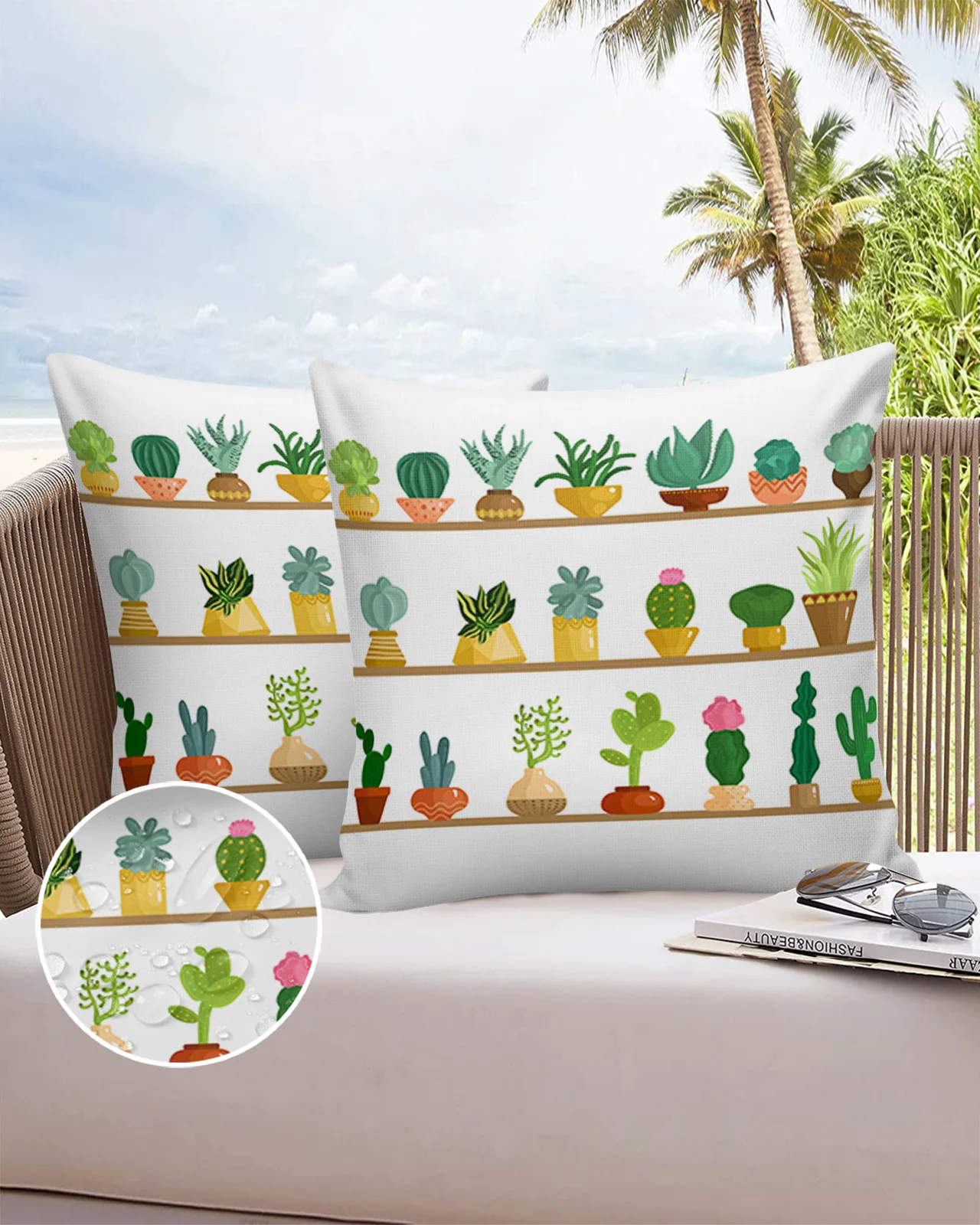 

2/4PCS Outdoor Garden Chair Waterproof Cushion Cover Succulent Cactus Pot Plant Home Decor 40/45/50/60/66cm Pillow Case