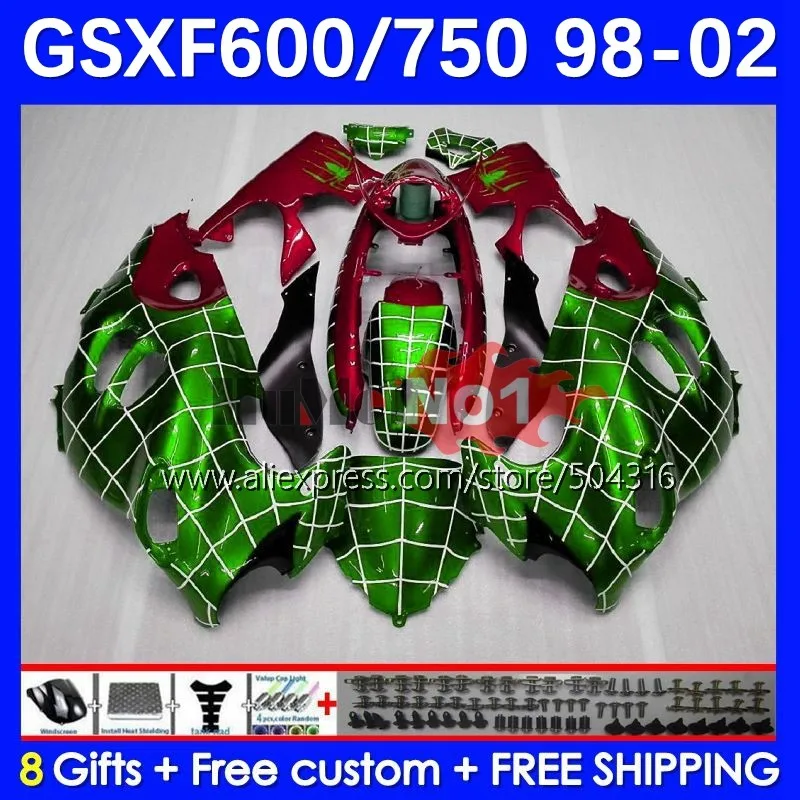 

Корпус для SUZUKI KATANA GSXF 750 600 GSXF750 12No.104 GSXF600 красный зеленый 98 99 00 01 02 GSX750F 1998 1999 2000 2001 2002 обтекатель
