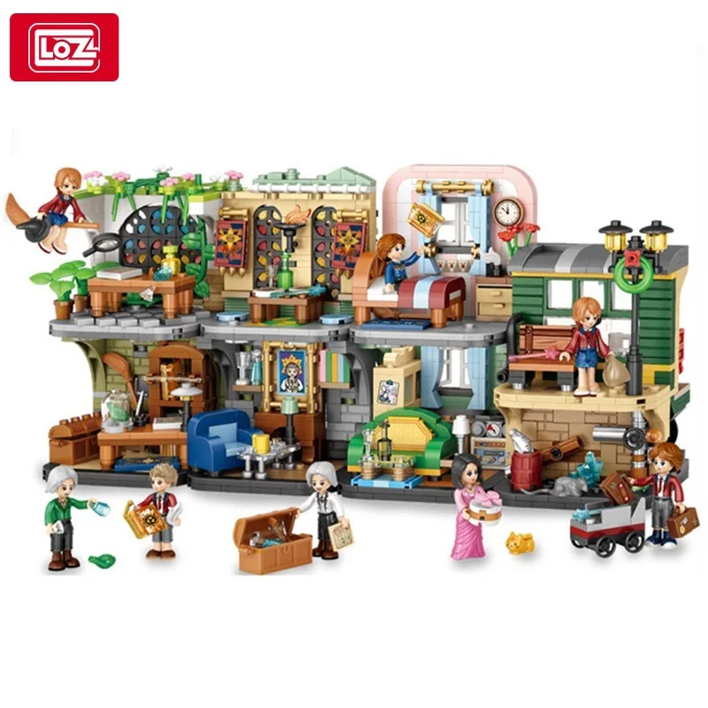 LOZ Blocks Magic School Cartoon Street Store Building Bricks for Children Toy Kids Brinquedos Girls Gift Christmas Present 1666 images - 1