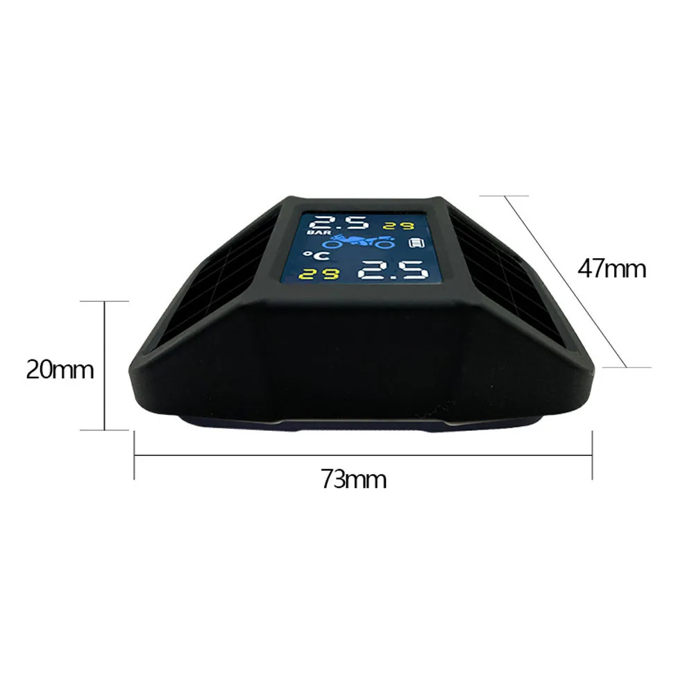 

Solar Motorcycle Tire Pressure Detector Wireless Tire Pressure Monitoring System TPMS Detector Waterproof External Sensors