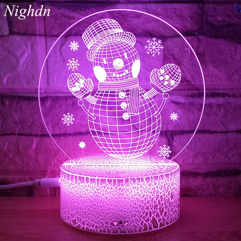 

Snowman Led 3d Illusion Lamp Night Light for Kids Bedside Lamps Christmas Decoration 2023 Xmas Gift Nightlight Child Boys Girls