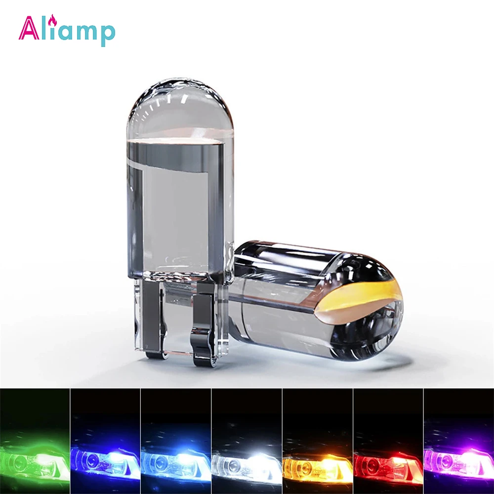 

T10 LED Car Display Width Lamp Crystal Three-color Transparent Integrated COB Highlight W5W License Plate Light General 12V