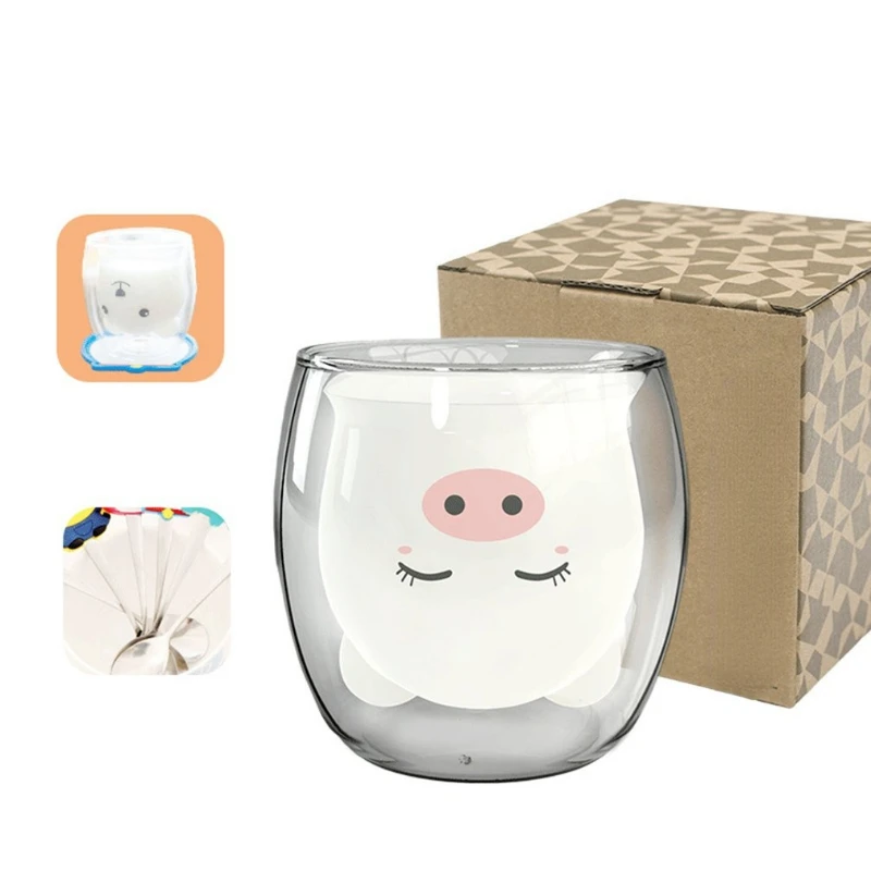 

Glass Mugs Double Wall Glass Mug, Bear Cat Dog Animal Double-layer Glass Mug Coffee Cup, Christmas Mug Gift ,cute Tea Milk Cup