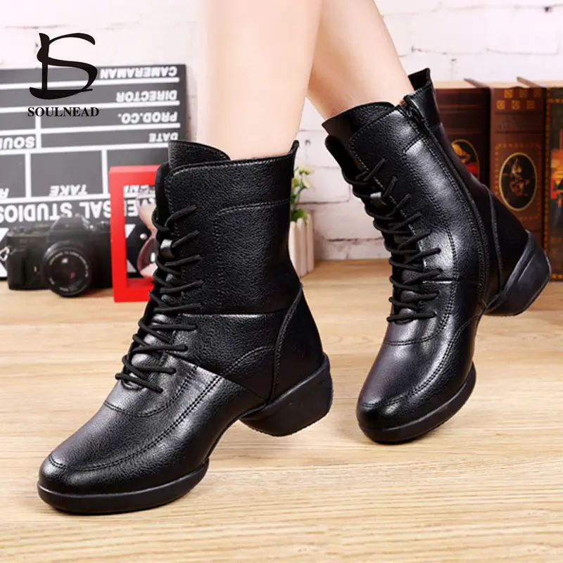 Women's Dance Boots Jazz Dance Shoes For Ladies Autumn Soft Sole Outdoor Female Modern Square Dancing Sneakers Winter Woman Boot