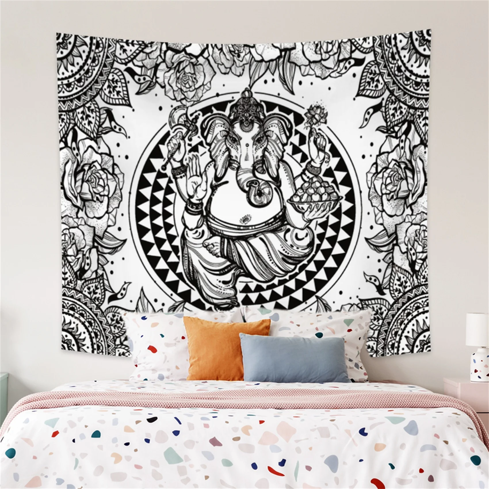 Гобелен индийский слон мандала Ганеша настенный подвесной Богемный Хиппи