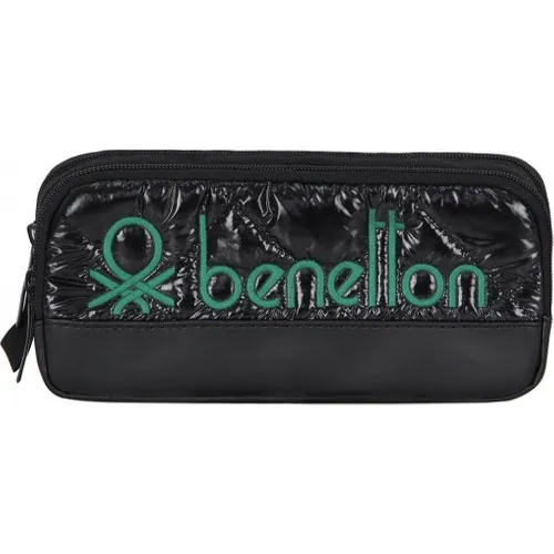

Pencil Case Original Benetton Large Capacity Dual Zipper Stationery Organizer Storage Pouch Pen Bag Cosmetic,Black,Supplies70244