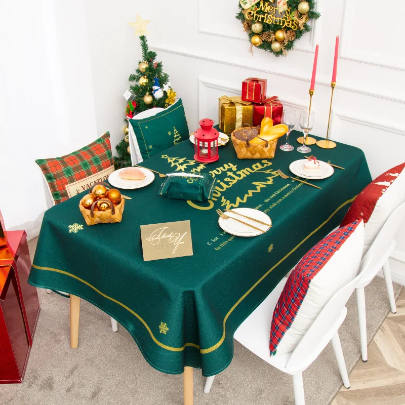 

Home Christmas Dress Up Tablecloth Red Christmas Table Cover Waterproof Rectangular Tablecloth Party Decoration Tablecloth