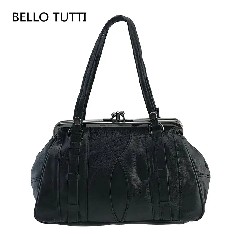 

BELLO TUTTI New Women Solid Wallet Coin Purse Genuine Leather Sheepskin Clutch Phone Handbag Metal Hasp Card Holder Money Clip