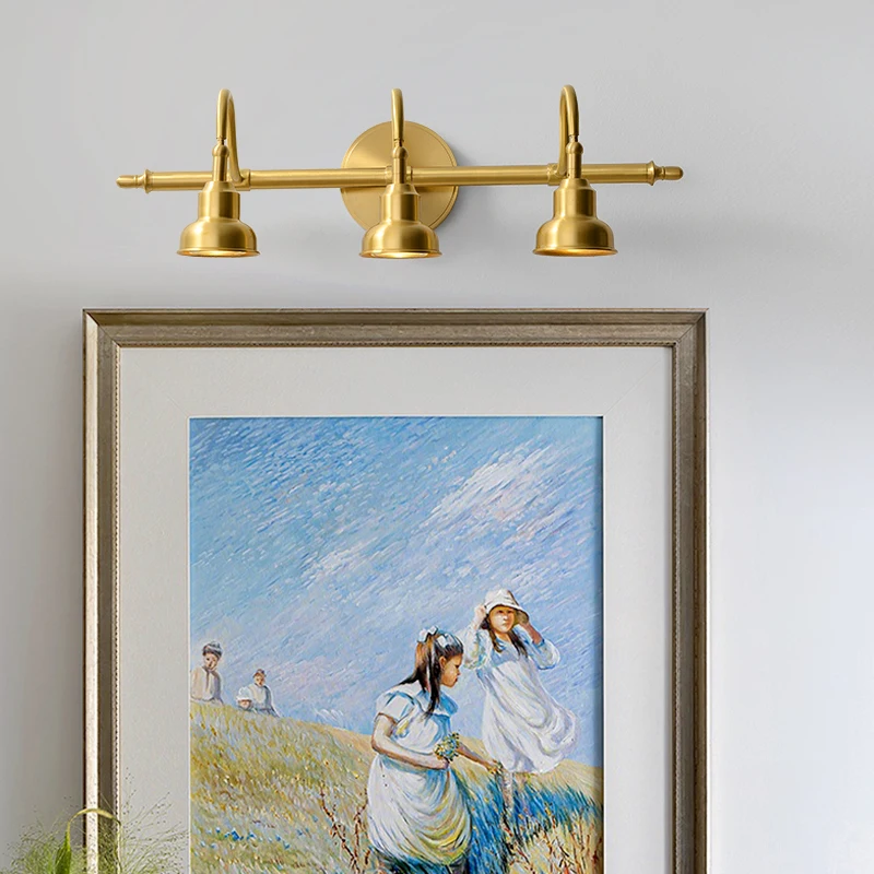 

Полностью медный зеркальный налобный светильник для ванной комнаты, зеркальный шкаф, специальный светильник для макияжа, заполняющий свет...