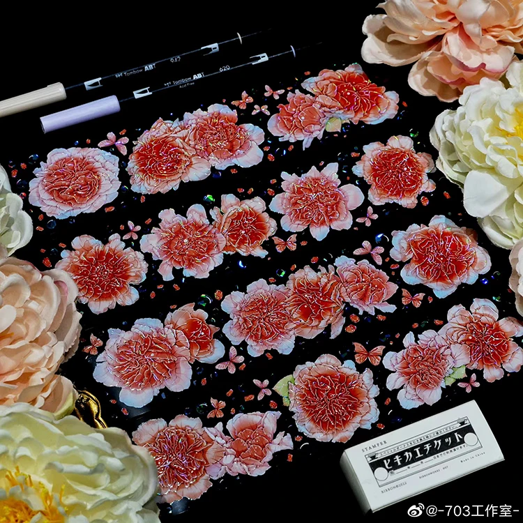 

1 Loop Red Flower Shiny PET Tape