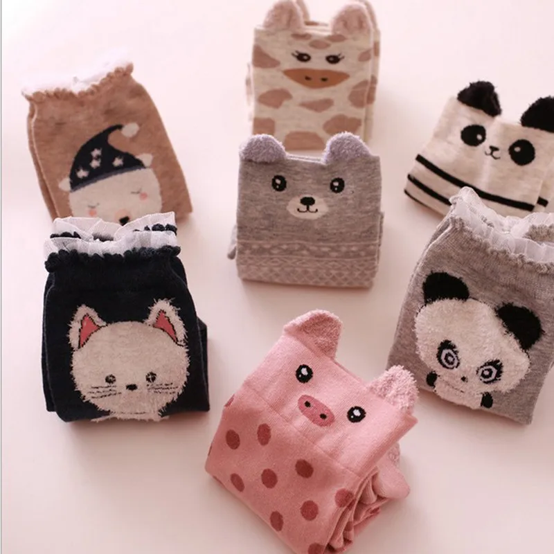 

New Arrival Cotton Warm Socks Cute Autumn Winter Women Sock Lovely Animal Women Panda Bear Pig Giraffe Cartoon Socks