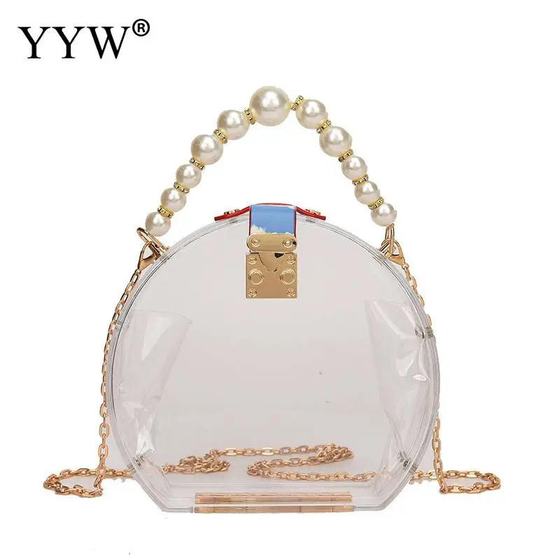 Round Clutch Luxury Handbags Women Bgas Designer Messenger Beach Travel Summer Acrylic Hand Bags Marbling White Acrylic Purse
