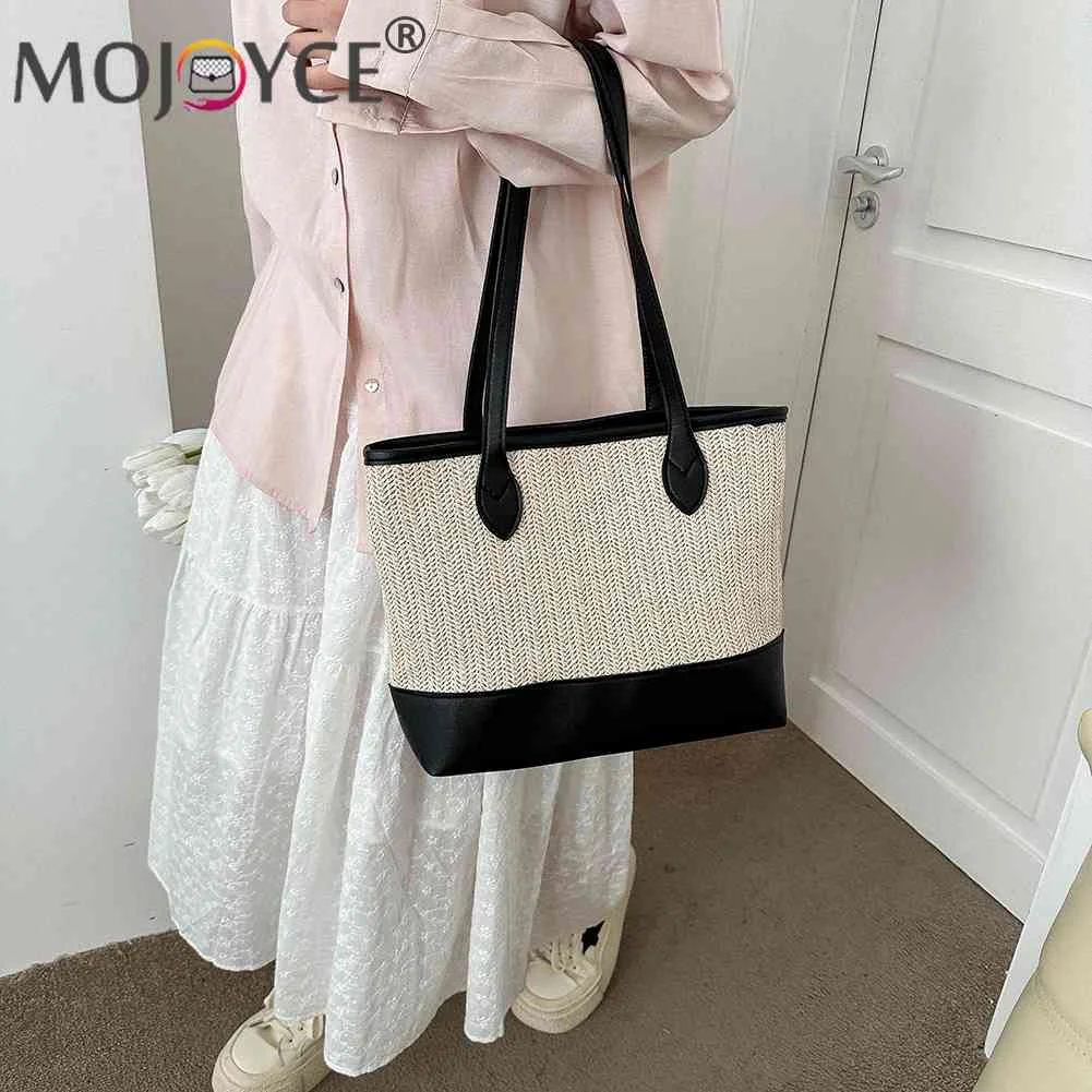 

Сумка женская Соломенная с верхней ручкой, модная вместительная сумочка на молнии, повседневный Воздухопроницаемый чемоданчик для подмыше...