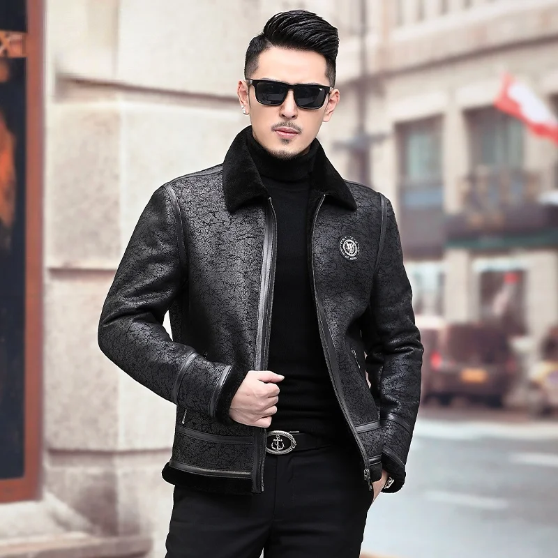

2023 Winter 100% Wool Coat Male Fashion Genunie Sheepskin Leather Jackets Warm Thick Woolen Liner Coats Casaco Masculino Gmm650