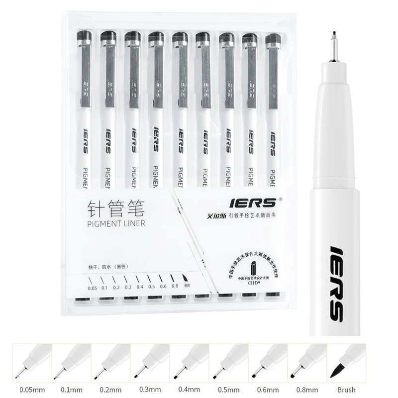 9Pcs Micro-Pen Fineliner Ink Pens Pigment Liner Multiliner Pens Fine Point Drawing Pen for Sketching Manga Artist Illustration