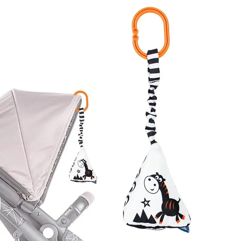 

Baby Crib Hanging Rattle Toy Geometric Plush Preschool Learning Toy With Hooks Cartoon Patterns Newborn Car Seat Educational