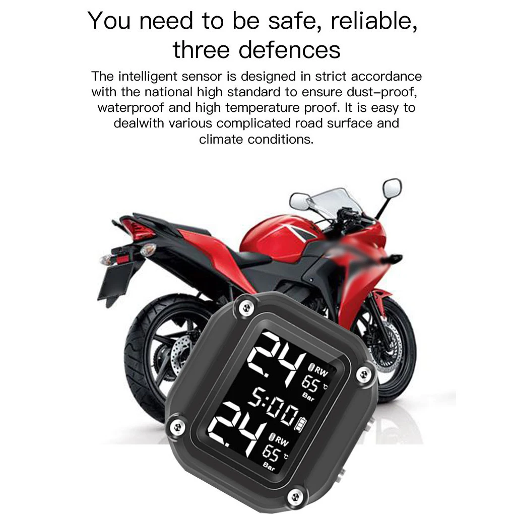 

Беспроводной детектор давления в шинах мотоцикла, водонепроницаемая сигнализация для передних и задних шин, внешние датчики с кронштейном,...