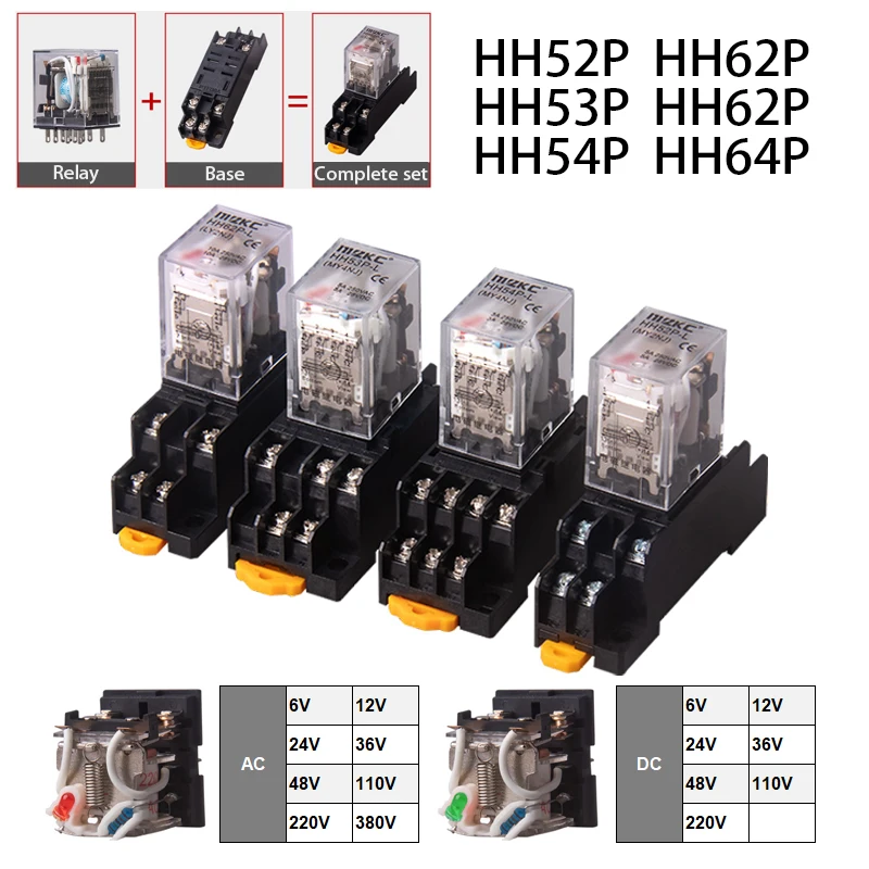 

Miniature control relays Small Intermediate Relay AC 12V DC C24 AC220 HH52P HH53P HH54P HH62P HH63P HH64P MY2NJ MY3NJ MY4NJ