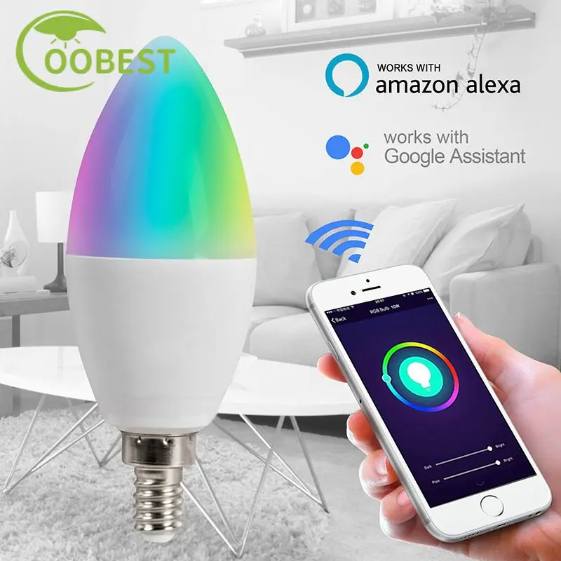 

Умная Светодиодная лампа Zigbee 3,0, 5 Вт, Rgbcw E12 E14, работает с Alexa Google Home