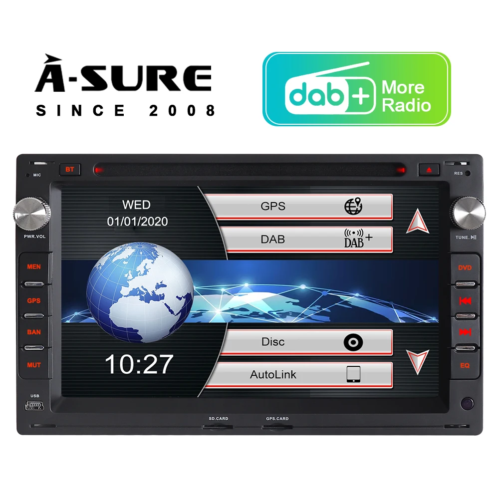 Автомобильная Мультимедийная система A-Sure автомагнитола 2 Din с DVD BT RDS бесплатным DAB