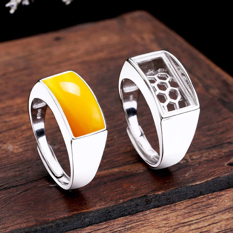 

925 Sterling Silver Adjustable Blank Ring Base Fit Dia 7x15 8x16 5x11 mm Glass Cabochons Cameo Settings Tray Diy Jewelry Making