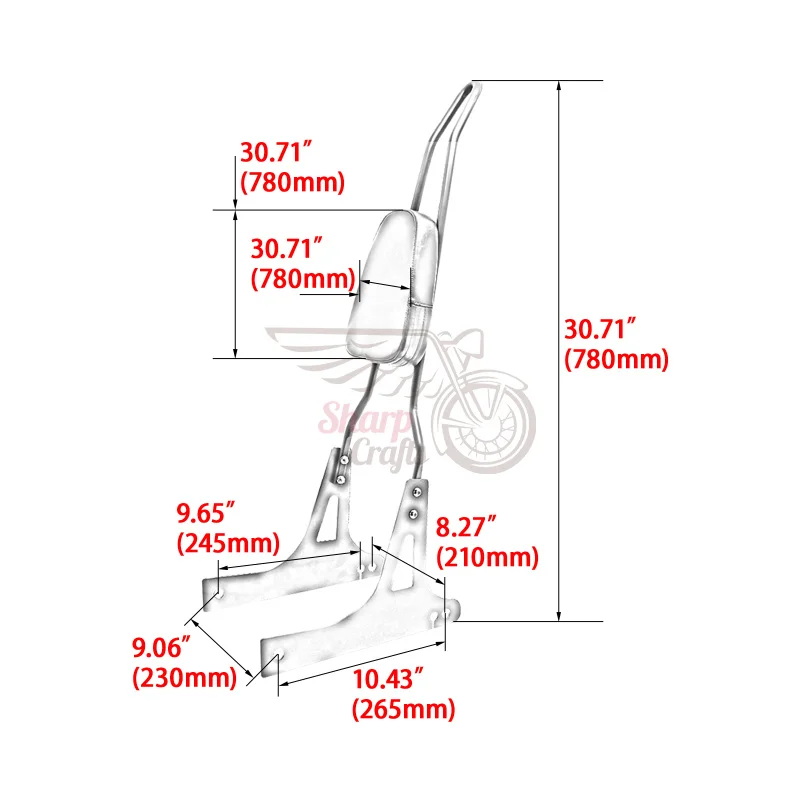 Спинка для пассажирского мотоцикла Harley Dyna Street Bob FXDB FXD Wide Super Glide Custom FXDC Low Rider FXDL 06-2016