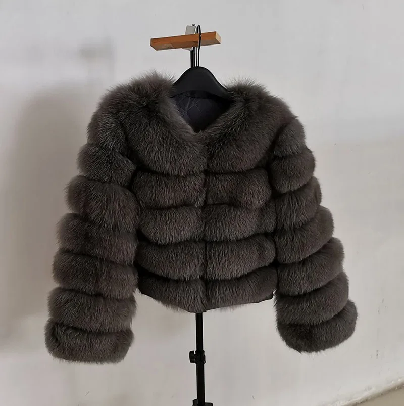 Real Fur Women Winter Natural Fur Coat Warm Jacket Fox Leather Luxury Vest Long Parkas Plus Size Clothes For Party Child Fashion