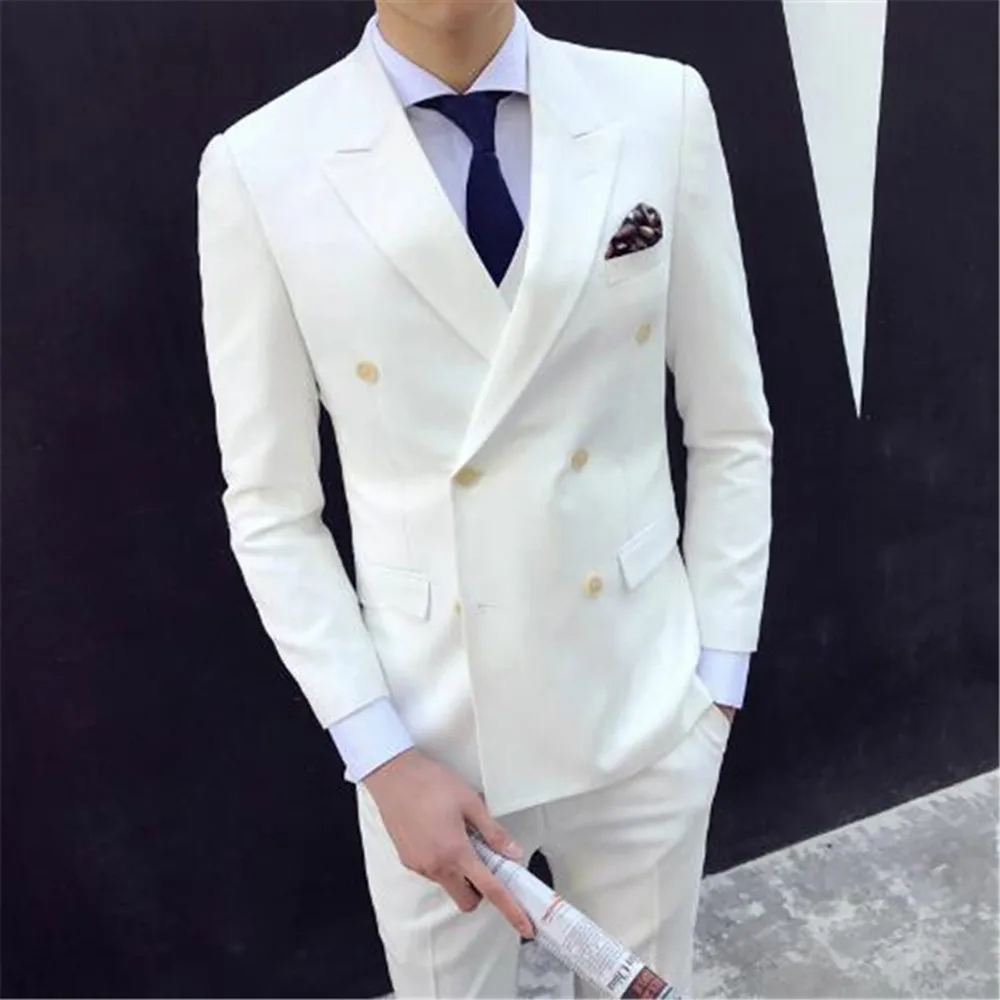 

2022 White Terno Tuxedos Masculino Bespoke Men Suits Slim Notch Lapel Latest Design Custom Made Blazer 2pieces(Jacket+Pant)