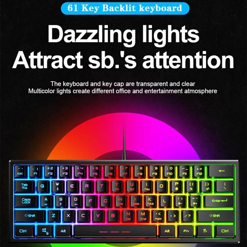 wired keyboard rgb led luminous mechanical feel for pc desktop computer laptop gaming backlit gamer office waterproof ergonomics free global shipping