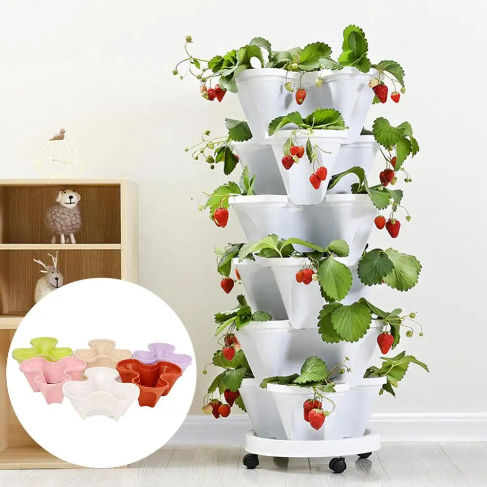 

Plastic Vertical Stackable Flower Plant Pot Holder Garden Planter Decor