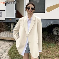 4 colours tailored coat women 2022 long blazer jacket spring autumn korean style loose bf casual top outwear streetwear