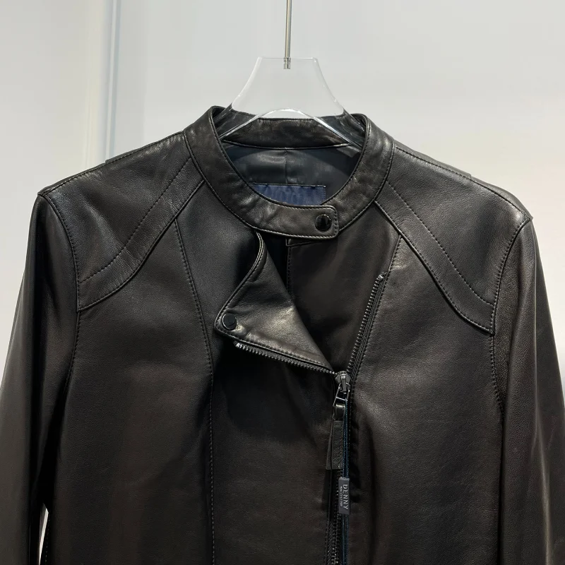 New Arrival Women Fashion Black Leather Jacket Latest 2022 Autumn Top Quality Gothic Vintage Long Sleeve Coat