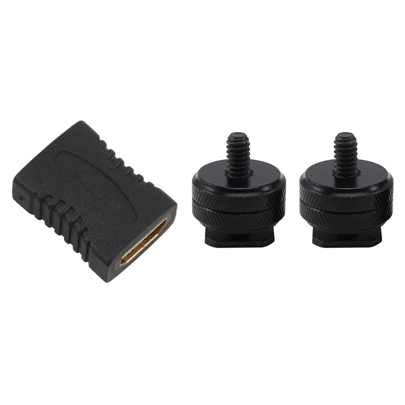 

1 шт. разъем HDMI с переходным разъемом HDMI Соединительная муфта с 2 шт. башмак винтовой адаптер Горячий башмак для Canon Nikon